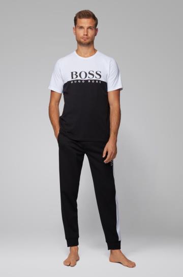 Koszulki BOSS Colour Block Loungewear Czarne Męskie (Pl74670)